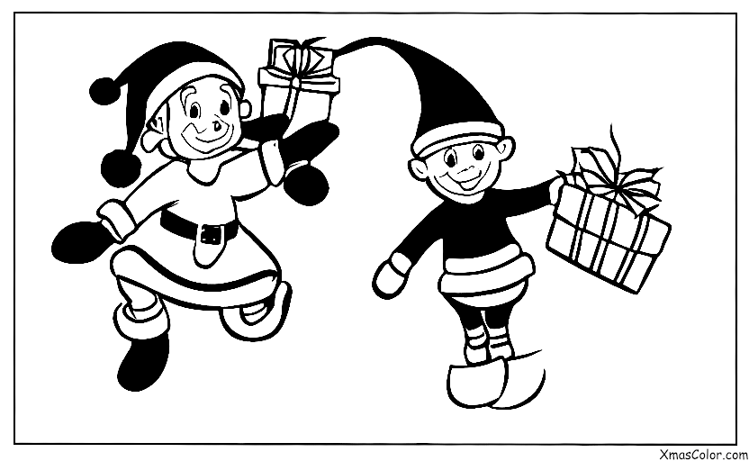 Navidad / Navidad Divertida: Un elfo de Navidad intentando coger el trineo de Papá Noel