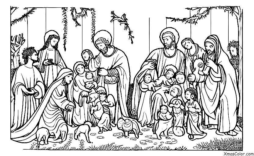 Navidad / Navidad en África: Una escena de la Natividad con María, José y el niño Jesús