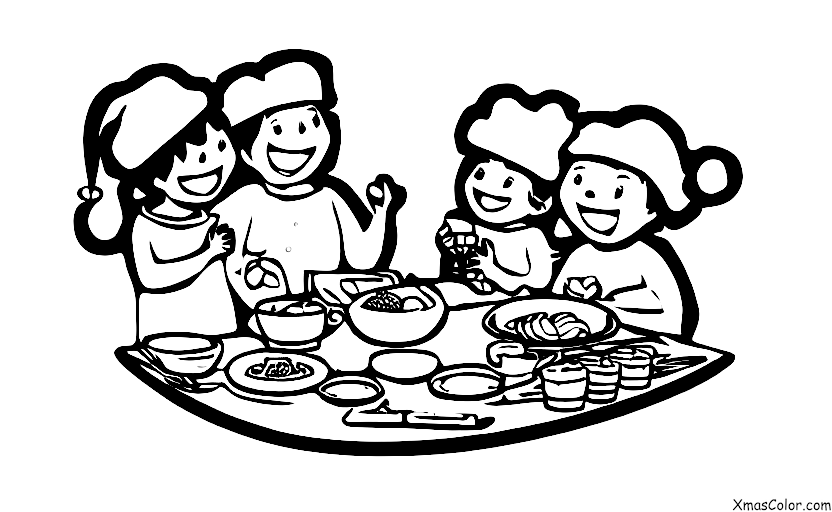 Navidad / Navidad en América: Una familia que cocina la cena de Navidad junta