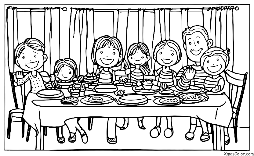 Navidad / Navidad en América: Una familia reunida a la mesa del comedor