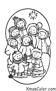 Navidad / Navidad en el campo: Un grupo de niños jugando en la nieve