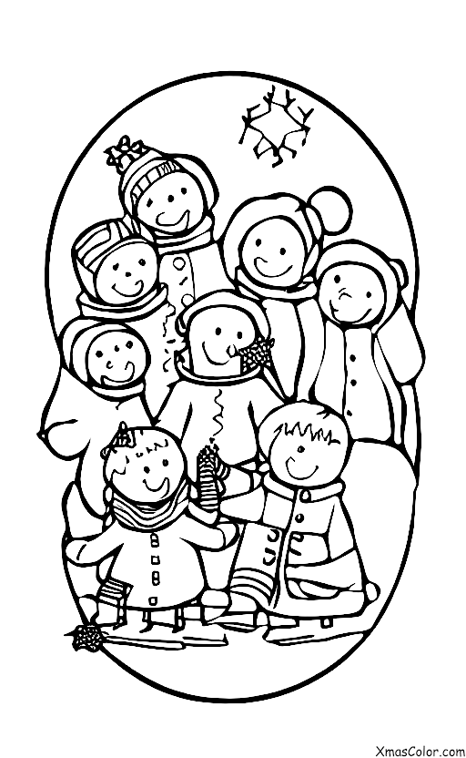 Navidad / Navidad en el campo: Un grupo de niños jugando en la nieve