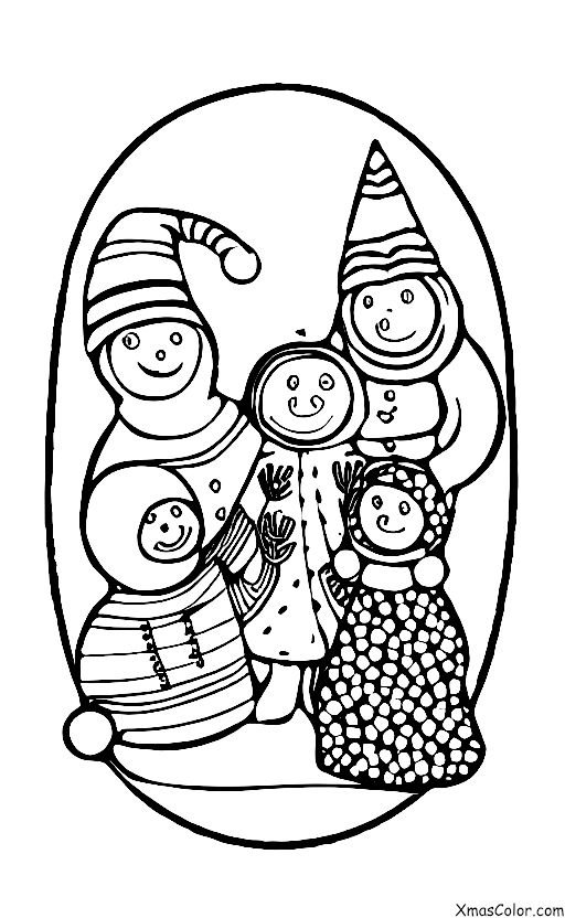 Navidad / Navidad en el campo: Una familia jugando en la nieve