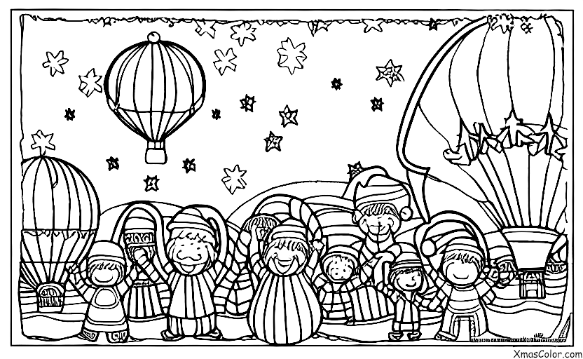 Navidad / Navidad en el desierto: Santa Claus en un globo aerostático