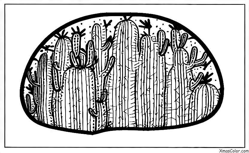 Navidad / Navidad en el desierto: Un cactus saguaro adornado con un listón rojo y luces