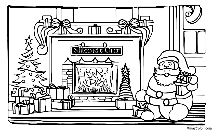 Navidad / Navidad en el pasado: Santa Claus bajando por la chimenea