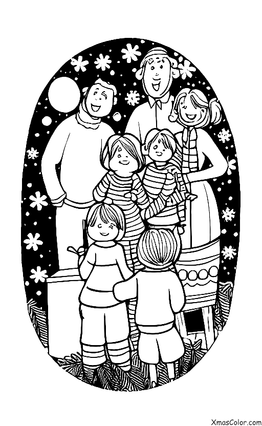 Navidad / Navidad en el presente: La familia está reunida alrededor del árbol de Navidad, abriendo regalos