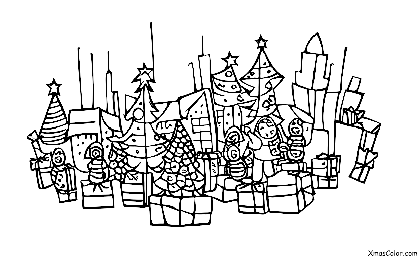 Navidad / Navidad en la ciudad: Una calle de la ciudad durante la Navidad