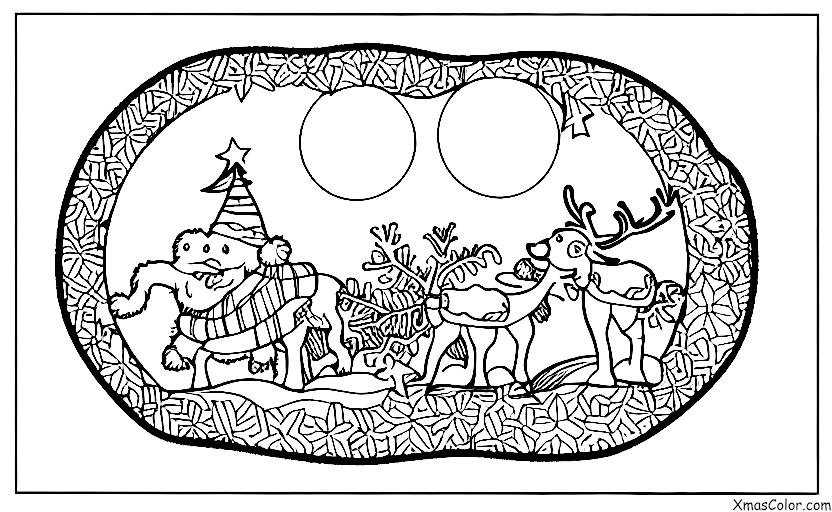 Navidad / Navidad en la luna: Santa y sus renos en la luna