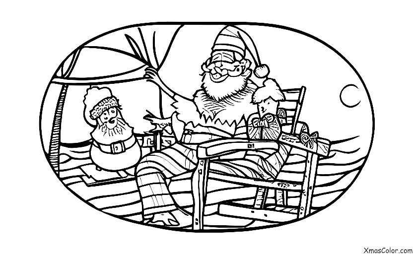 Navidad / Navidad en la playa: Santa en una camisa hawaiana