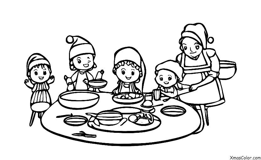 Navidad / Navidad en los suburbios: Una familia cocinando una gran cena navideña juntos