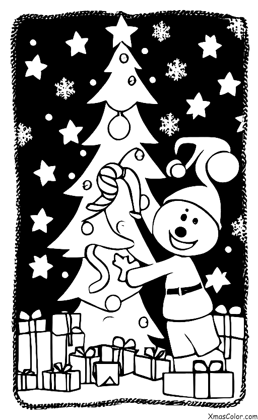 Navidad / Navidad en los suburbios: Una persona sola decorando su árbol de Navidad