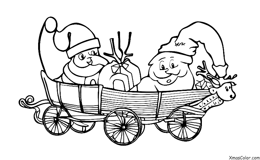 Navidad / Navidad en una granja: Santa en su trineo
