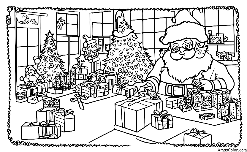 Navidad / Navidad Geek: Santa Claus sentado en su taller rodeado de juguetes navideños geeky