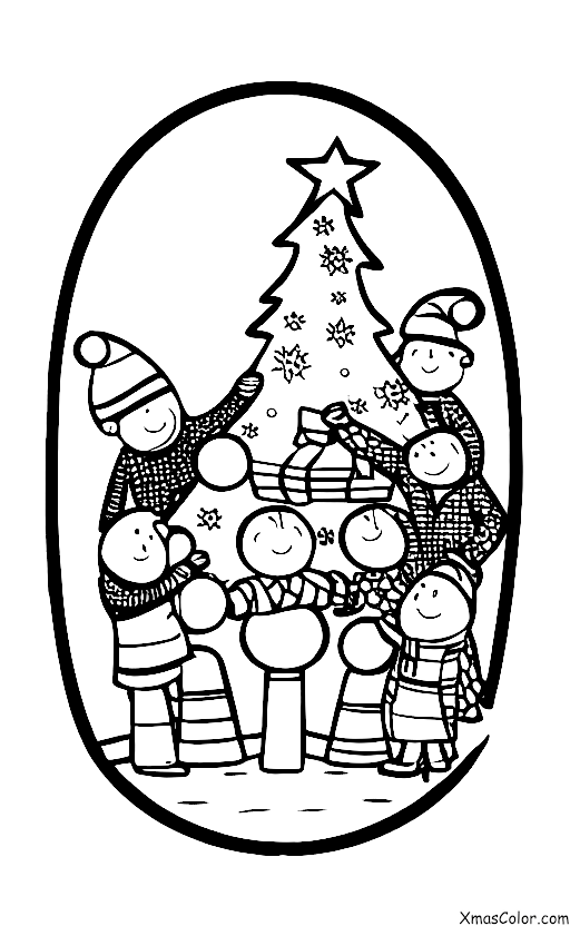 Navidad / Navidad Inusual: Un grupo de amigos que decoran un árbol de Navidad