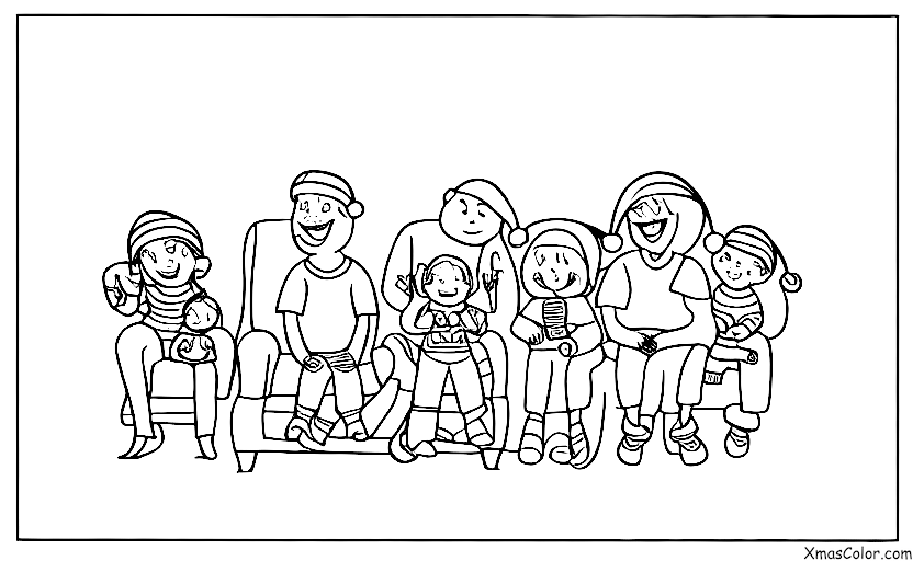Navidad / Navidad Inusual: Una familia mirando una película navideña