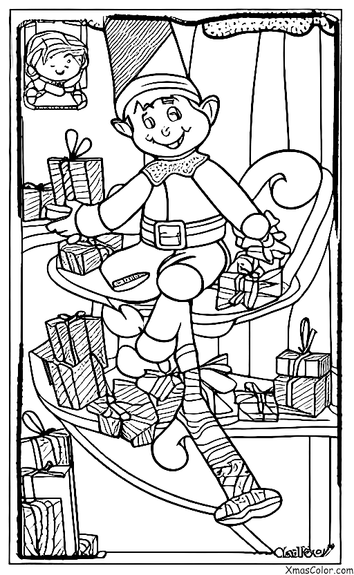 Navidad / Navidad locura: Elfo en la estantería
