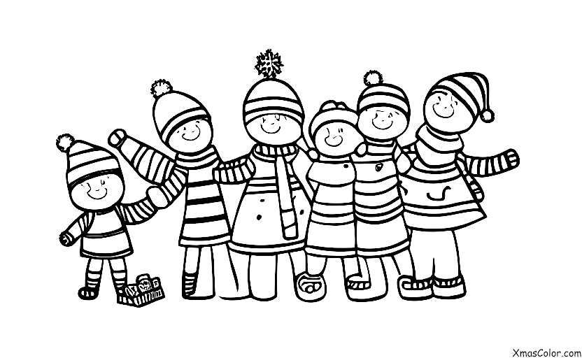 Navidad / Navidad Moderna: Un grupo de amigos que juegan en la nieve