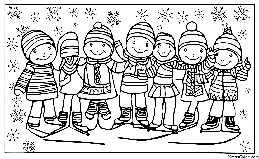 Navidad / Navidad Moderna: Un grupo de amigos que va a patinar en el hielo