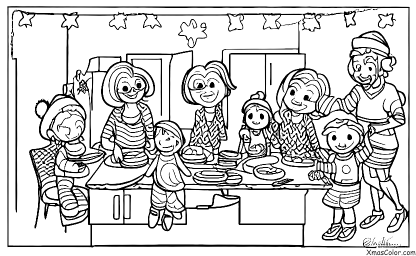 Navidad / Navidad Moderna: Una familia haciendo galletas juntos