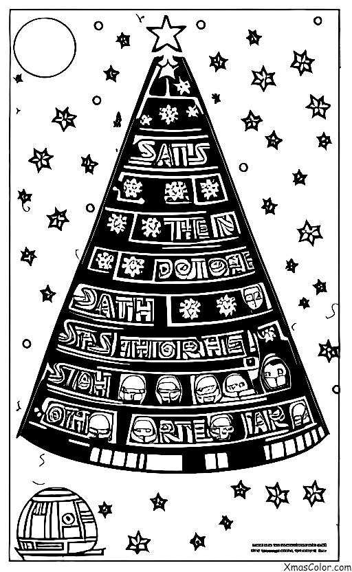 Navidad / Navidad Nerd: Un árbol de Navidad adornado con ornamentos y luces de Guerra de las Galaxias