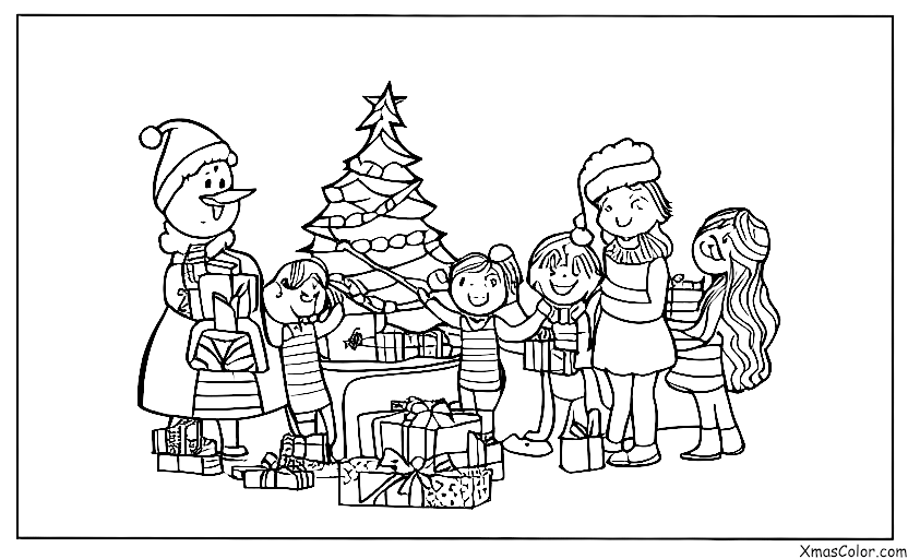 Navidad / Navidad tradicional: Abrir los regalos en la mañana de Navidad