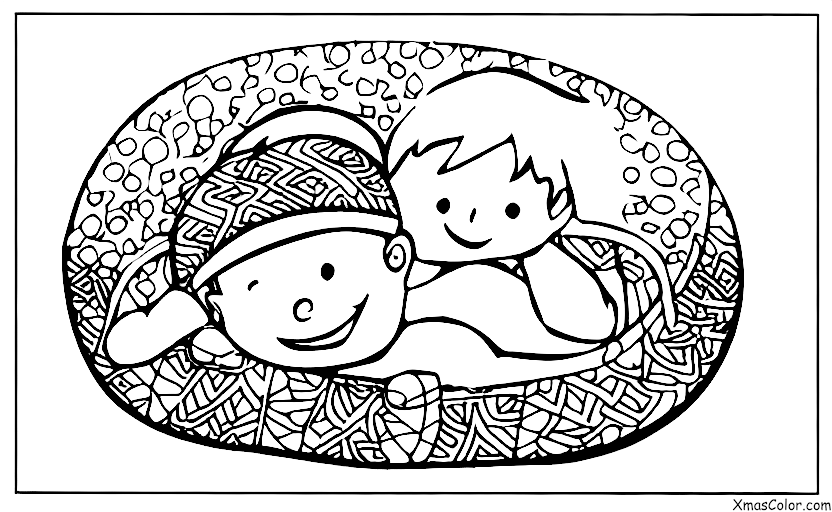 Navidad / Nieve: Un niño haciendo ángeles de nieve