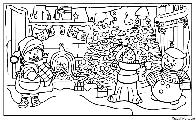 Navidad / Nieve: Un niño haciendo un muñeco de nieve