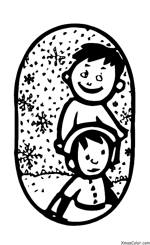 Navidad / Nieve: Un niño que tiene una batalla de bolas de nieve