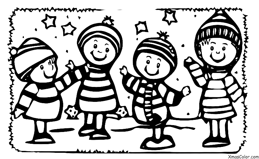 Navidad / Nieve: Un niño que tiene una pelea de bolas de nieve