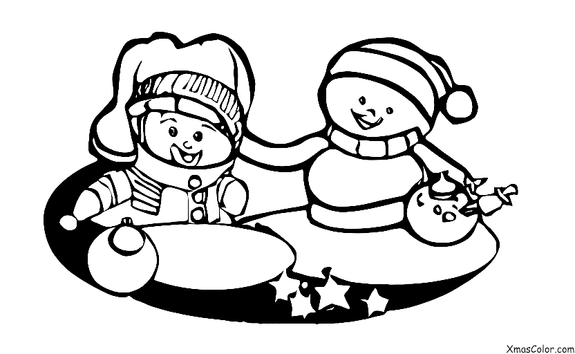 Navidad / Nieve: Una niña haciendo un muñeco de nieve