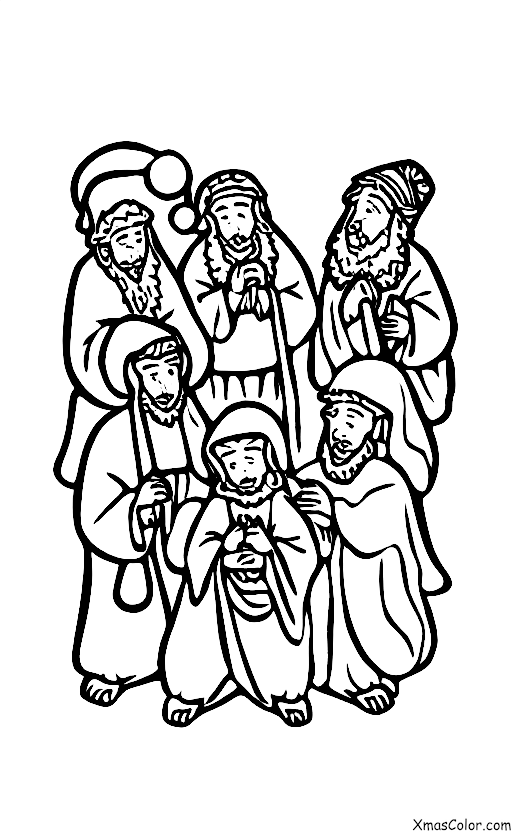 Navidad / Niño Jesús: Los Tres Reyes Magos obsequiando a Jesús niño