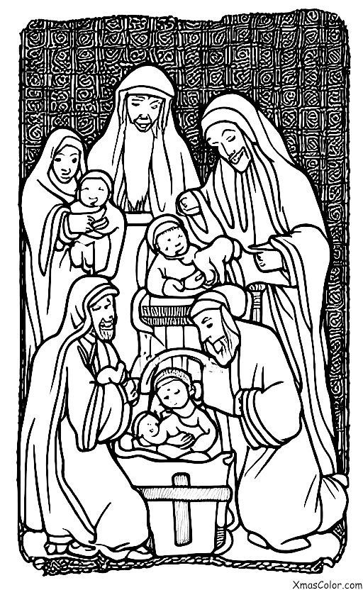 Navidad / Niño Jesús: Los tres Reyes Magos traen regalos al niño Jesús
