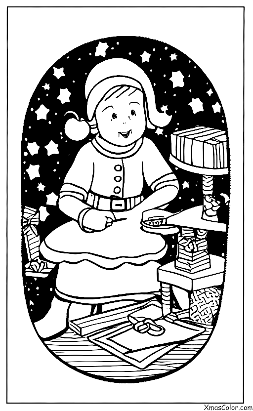 Navidad / Niños: Una niña escribiendo una carta a Santa