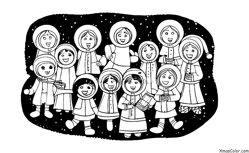 Navidad / Noche de Paz: Un grupo de villancicos cantando Noche de Paz