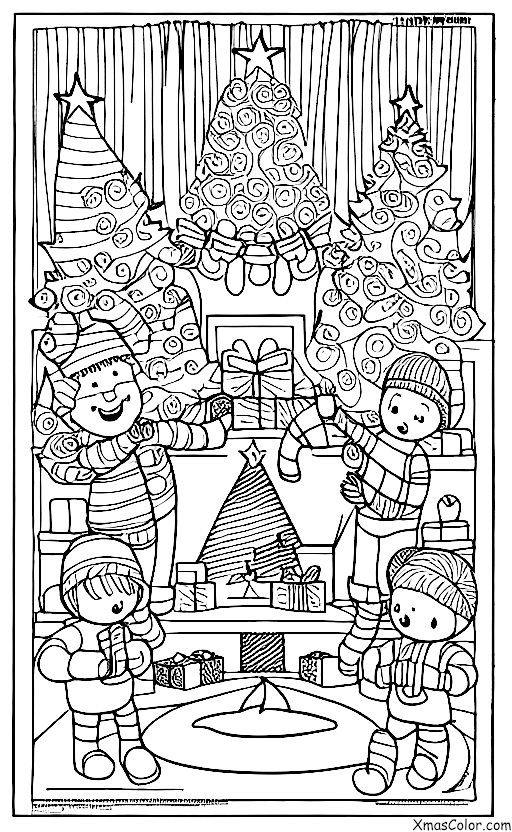 Navidad / Noche de Paz: Una familia se reúne alrededor de la chimenea cantando Noche de Paz