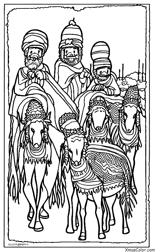 Navidad / Nosotros tres reyes: Los Reyes Magos en sus camellos, viajando por el desierto