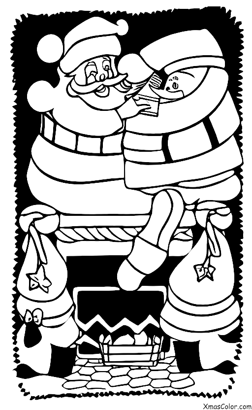 Navidad / Obras de Navidad: Santa Claus bajando por la chimenea