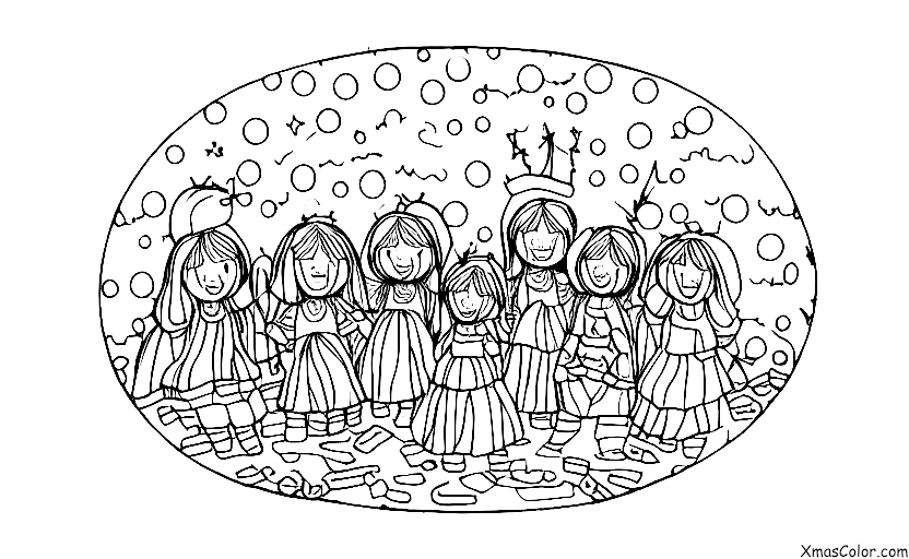 Navidad / Oh, escucha los mensajeros!: El coro angelical cantando en un campo de nieve