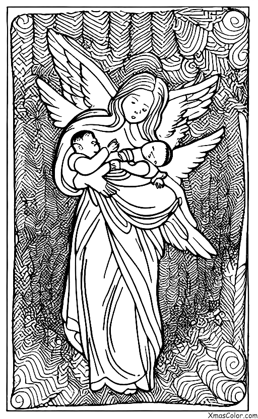 Navidad / Oh, escucha los mensajeros!: Un ángel que sostiene a un bebé