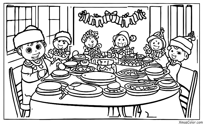 Navidad / Paisaje Invernal: Cena de Navidad