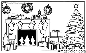 Navidad / Paisaje Invernal: Chimenea con calcetines