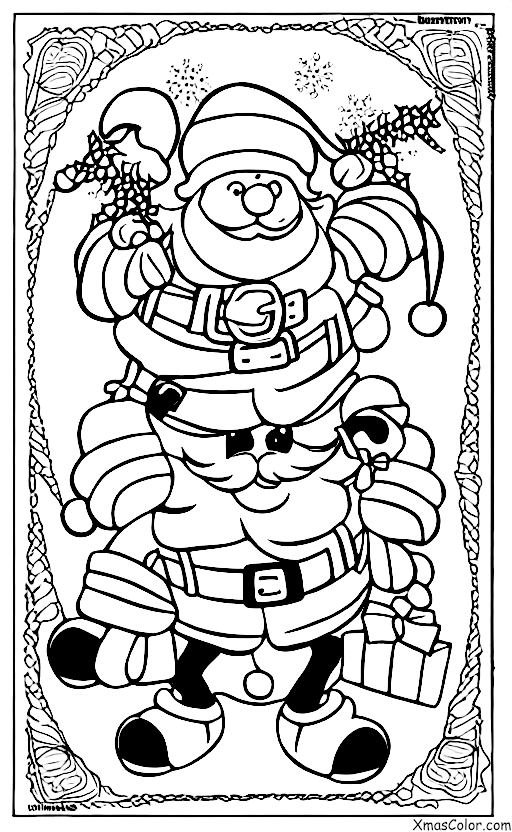 Navidad / Paisaje Invernal: Santa Claus en su trineo