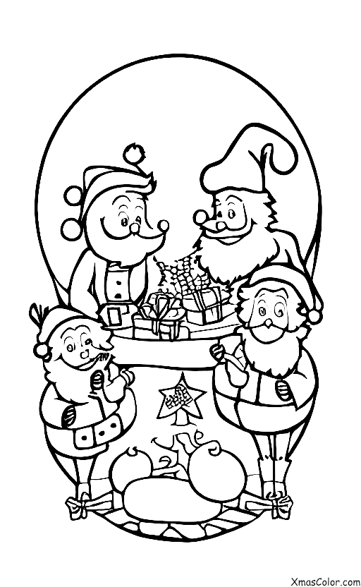 Navidad / Paisaje Invernal: Santa y sus renos comiendo zanahorias