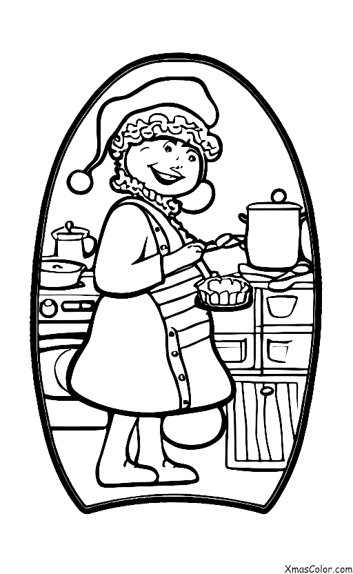 Navidad / Palitos de Caramelo: La señora Claus en la cocina haciendo galletas