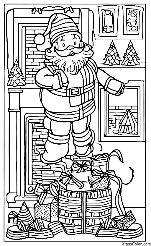 Navidad / Papá Noel: Santa atrapado en una chimenea