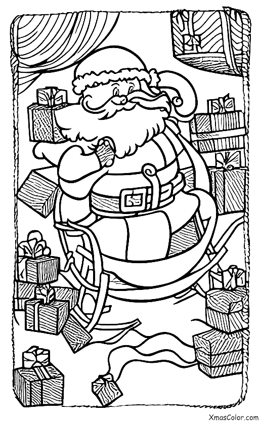 Navidad / Papá Noel: Santa en su trineo