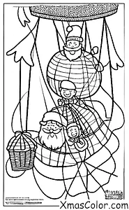 Navidad / Papá Noel: Santa en un globo de aire caliente