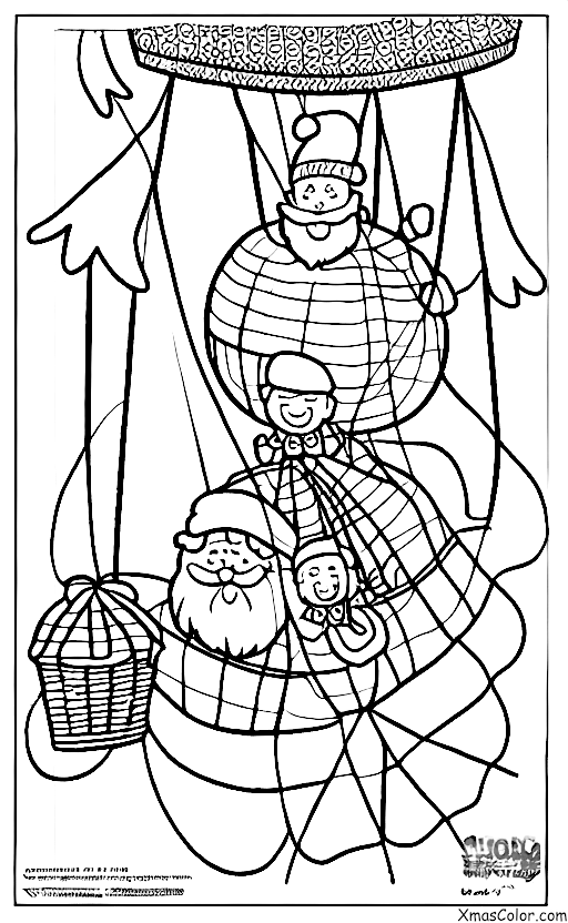 Navidad / Papá Noel: Santa en un globo de aire caliente