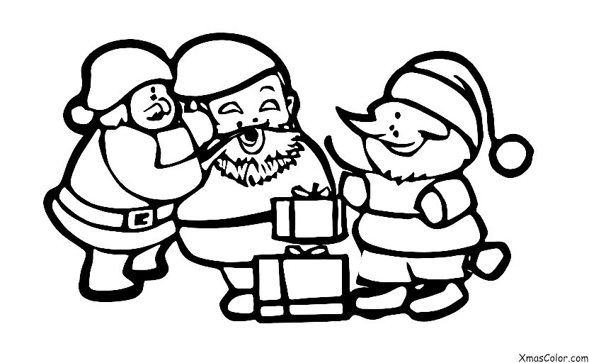 Navidad / Papá Noel: Santa que da regalos a los niños